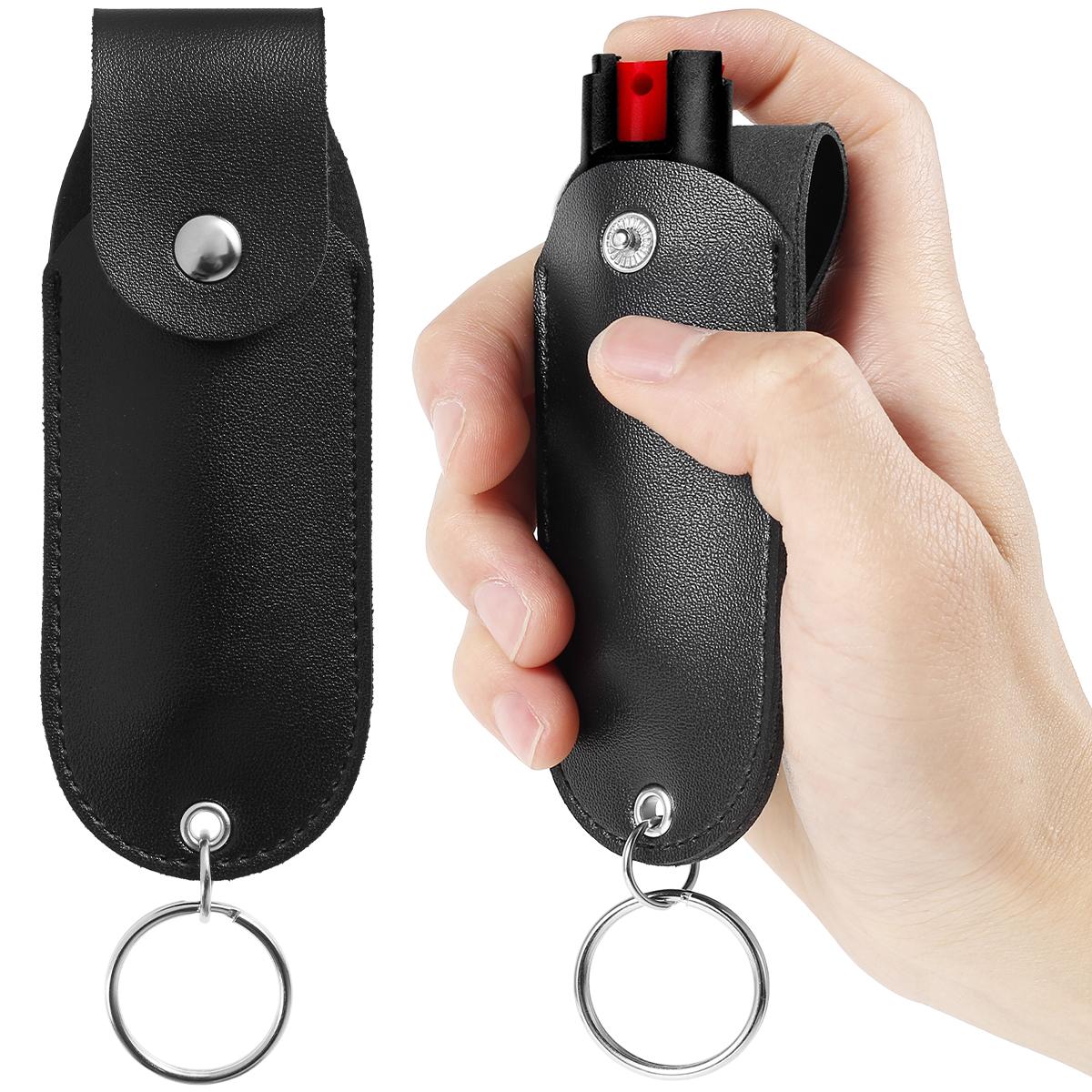 

Pepper Spray Pouch PU Leather Pepper Spray Holster Portable Pepper Spray Holder Self Defense Spray Leather Holder Keychain