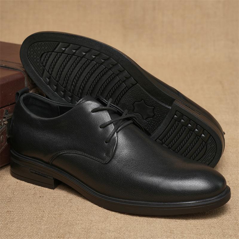 New Men's Business Dress Leather Shoes with Top Layer Cowhide for Commuting Low Cut Comfortable and Breathable Groom and Groomsman Leather Shoes