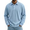 Mens Solid Corduroy Relaxed Fit Long Sleeve Polo Shirt Casual Wear