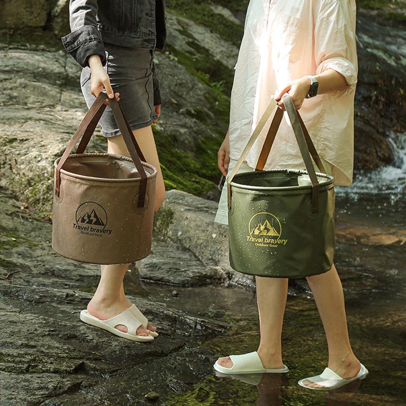 1 st 20L Vikbar Hink Camping Vattenförvaringsbehållare Bärbar Vikbar Fotbadbalja Tvättfat för Resor Vandring