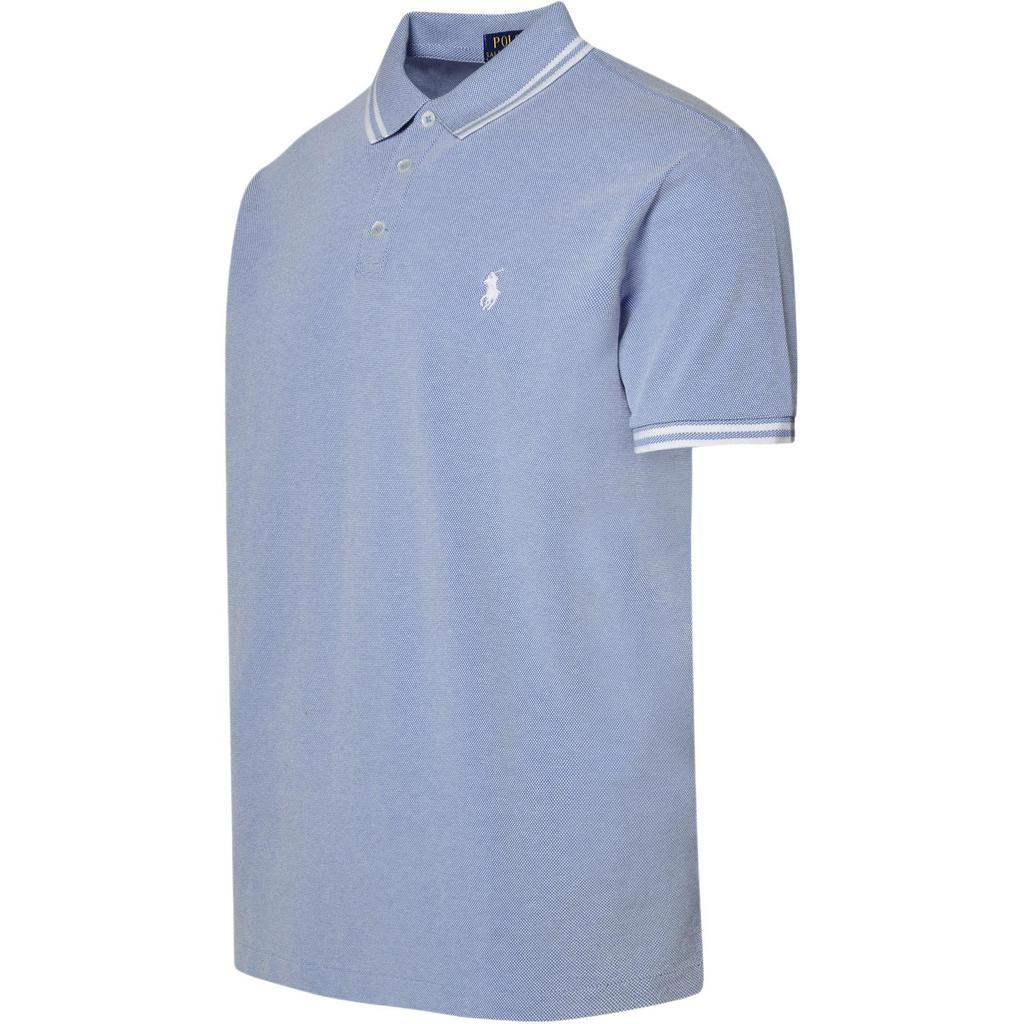 Polo Ralph Lauren Solid Slim Fit Logo Polo Shirt Men Polo Shirts Blue 710898948-006