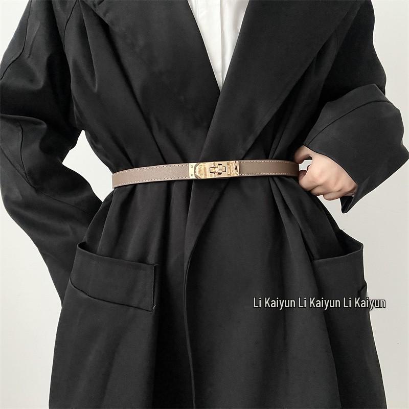 Damenmode Ledergürtel aus Rindsleder für Röcke, Jeans, Kleider & Mäntel - Schlankes Taillenbetonendes Accessoire