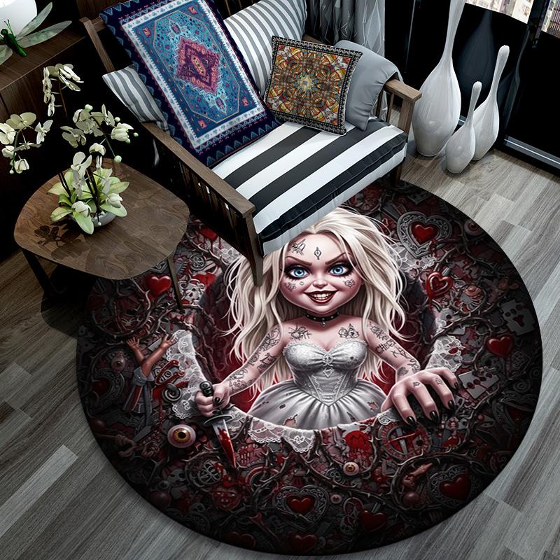 Tappeto Rotondo con Stampa Cartoon, Tappeto per Soggiorno Camera da Letto Divano Sala Giochi Decorazione, Tappetino Antiscivolo