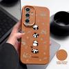 Cute Panda Print Case For Samsung S26 S25 Ultra S24 S23 S22 S21 FE A15 A35 A55 A16 A36 A56 A17 A18 A37 A57 5G Leather Texture Soft Cover