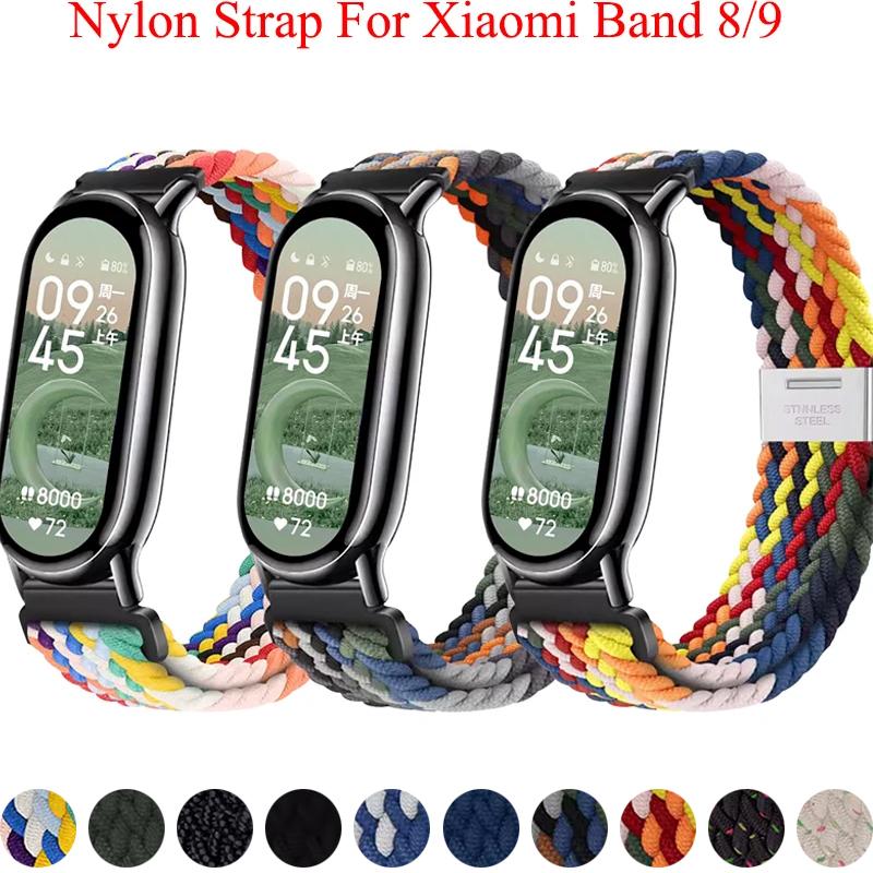 Nylon Braid Strap for Xiaomi Band 8 9 Metal Buckle Smart Band Replacement Bracelect Belt for Mi band 8 xiaomi band 8 Wrist strap