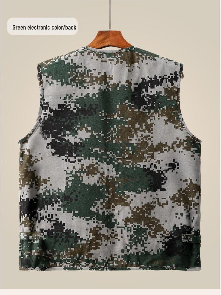 Men's Spring/Autumn Cotton Multi-Pocket Vest - Outdoor, Casual, Sleeveless Jacket for Middle-Aged & Elderly. Perfect for Fishing & Daily Wear.