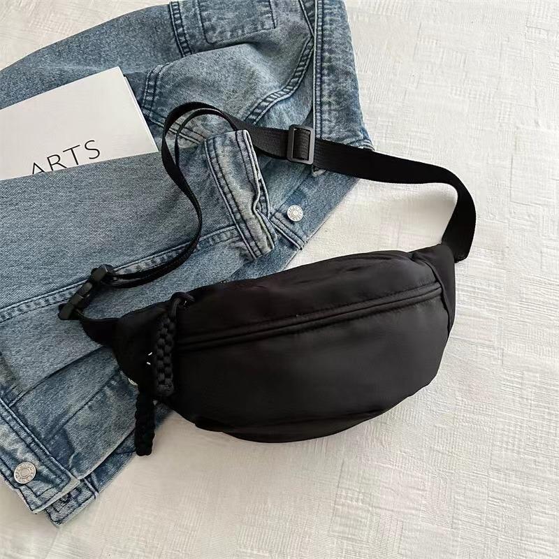 Canvas Running Waist Casual Fanny Packs Sport Chest Bag Banana Bag for Women Sling Crossbody Waist Pack Half Moon Belt Bag