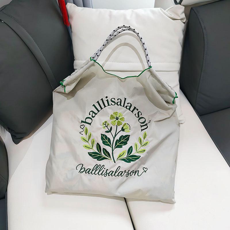Large Capacity Embroidered Canvas Crossbody Tote Bag for Women