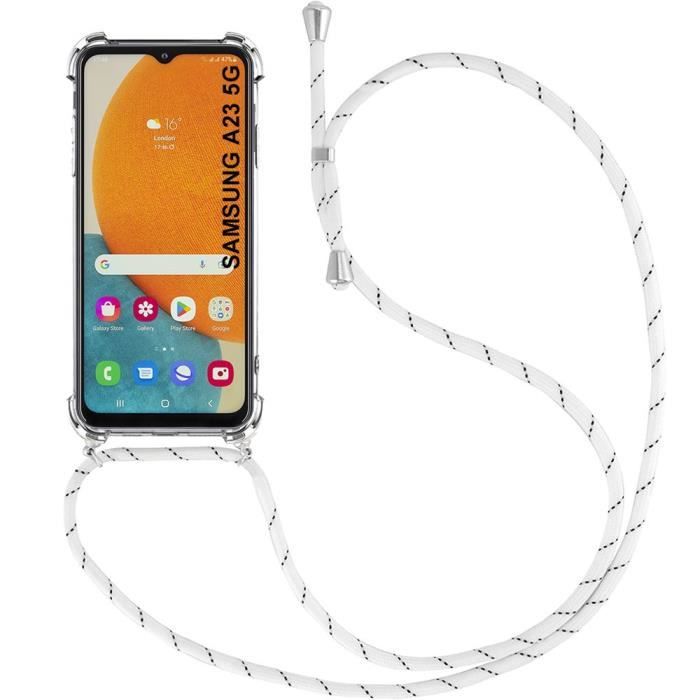 Coque de protection souple pour Samsung Galaxy A23 5G - BOOLING - Transparente - AntiChoc - Cordon Blanc