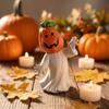 Halloween Pumpkin Head Ghost Figurine Ceramic Tabletop Decoration for Seasonal Home Display Indoor Use