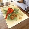 Red Cardinal with Pinecones and Winter Blessings Text - Non-slip rug suitable for living room and bedroom sofas.