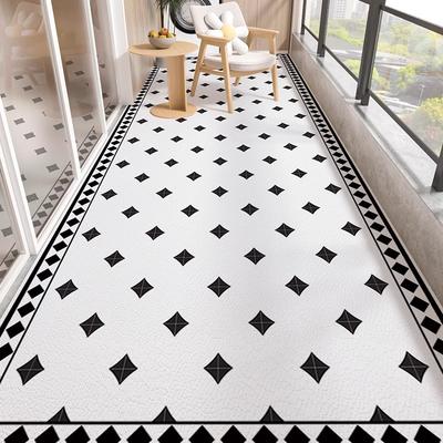 Carpet for Balcony Waterproof Floor Mat Large Pvc Leather Kitchen Non-slip Foot Mats Black White Carpets Home Decoration Rug