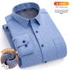 New Plus Size Velvet-Lined Men's Pure Cotton Plaid Shirt - Warm, Thickened for Autumn/Winter Cold Protection
