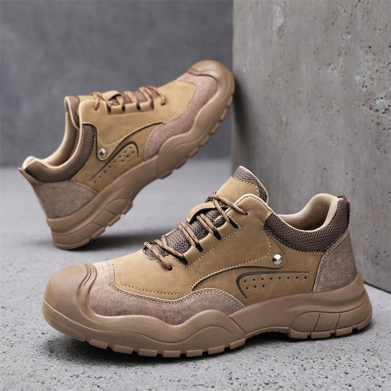 Men Climbing Shoes Leather Hiking Travel Anti Slip Wear Resistant Lightweight Camping Shoes Comfort Forest Walking Footwear