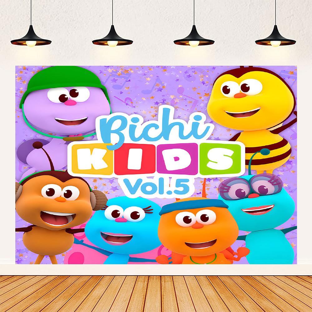 Cartoon Photo Backgrounds Bichi Kids 1st Birthday Party Baby Shower Decoration Rainbow Ant Doll Friends Photo Background