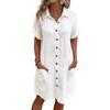 Women's Fashion Summer Spring Solid Color Print Short Sleeve POLO-Neck Casual Dresses