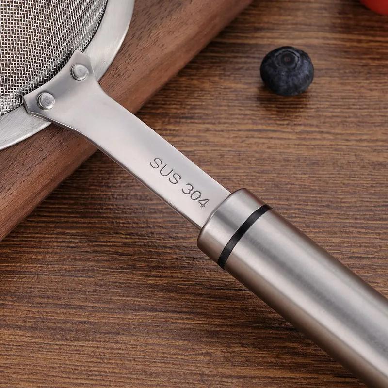 304 Stainless Steel Strainer Colander Ultra-Fine Bean Berry Juice Flour Filter Sieve Frying Oil Filter Spoon Kitchen Utensils