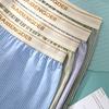"Men's Loose-Fit Striped Cotton Boxer Shorts - Breathable, Large Size"