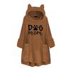Frauen Fleece Stickerei Katze Ohr Plus Größe Hoodie Tasche Top Pullover Bluse