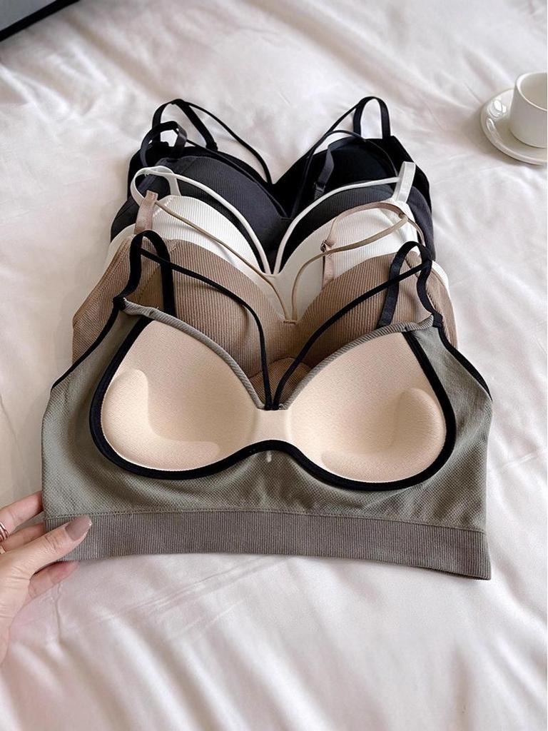Bandeau a V con Spalline Sottili e Coppe Integrate per Seno Abbondante - Design Minimizzante, Sollevante e di Supporto