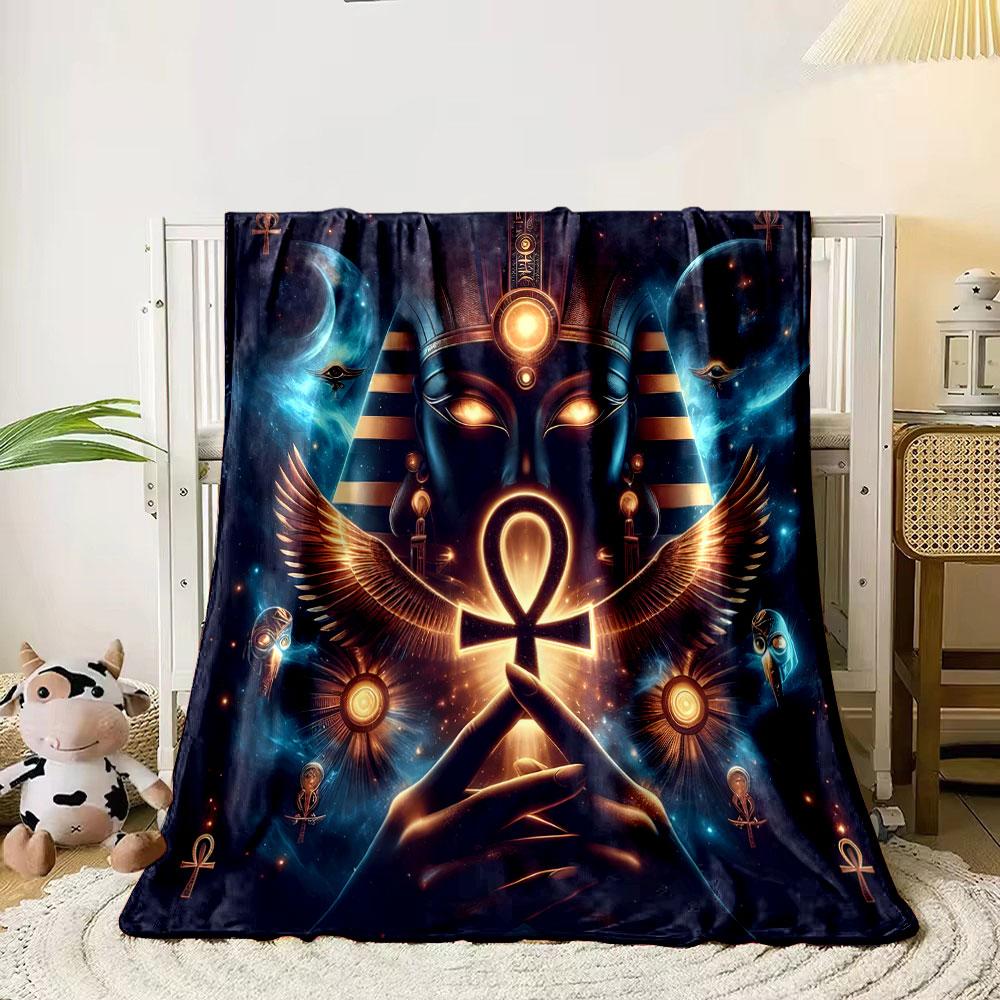 "Ancient Egyptian Ankh and Cosmic Glow" Print Blanket Soft and Cozy Perfect for the Living Room Bed Sofa or a Nap,gift
