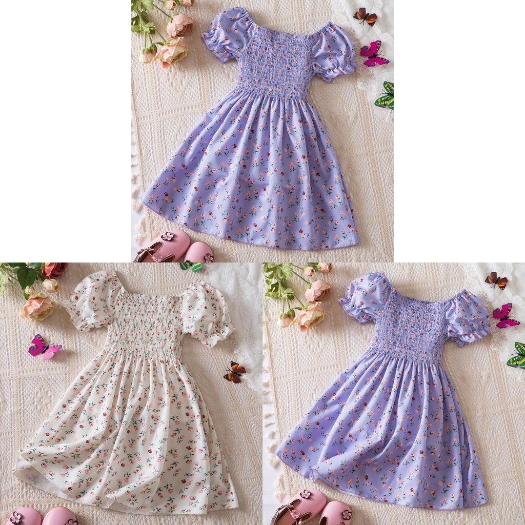 Girl Summer Princess Dress With Floral Print Cotton Blend For Toddler