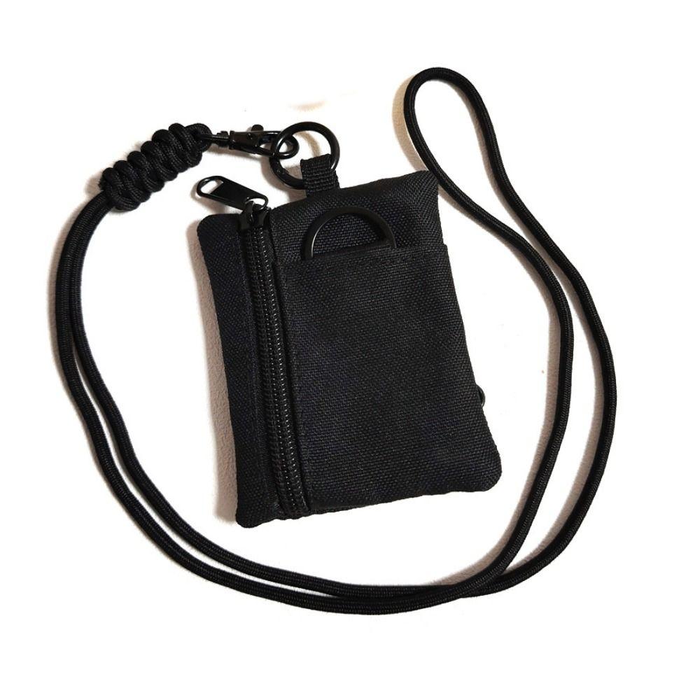 Square Oxford Cloth Mini Wallet Zipper Small Card Holder Hanging Neck Coin Purse Men