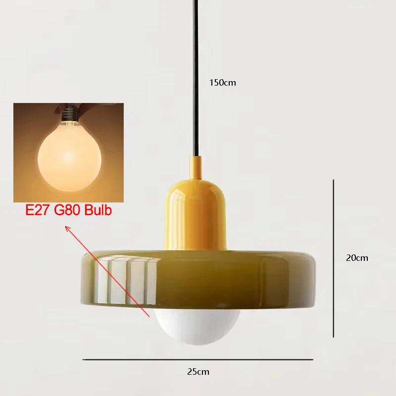 Nordic Glass Pendant Light 25CM Warm Light E27 Blub For Living Room Bedroom Bedside Restaurant Hotel Indoor Decorative Lighting