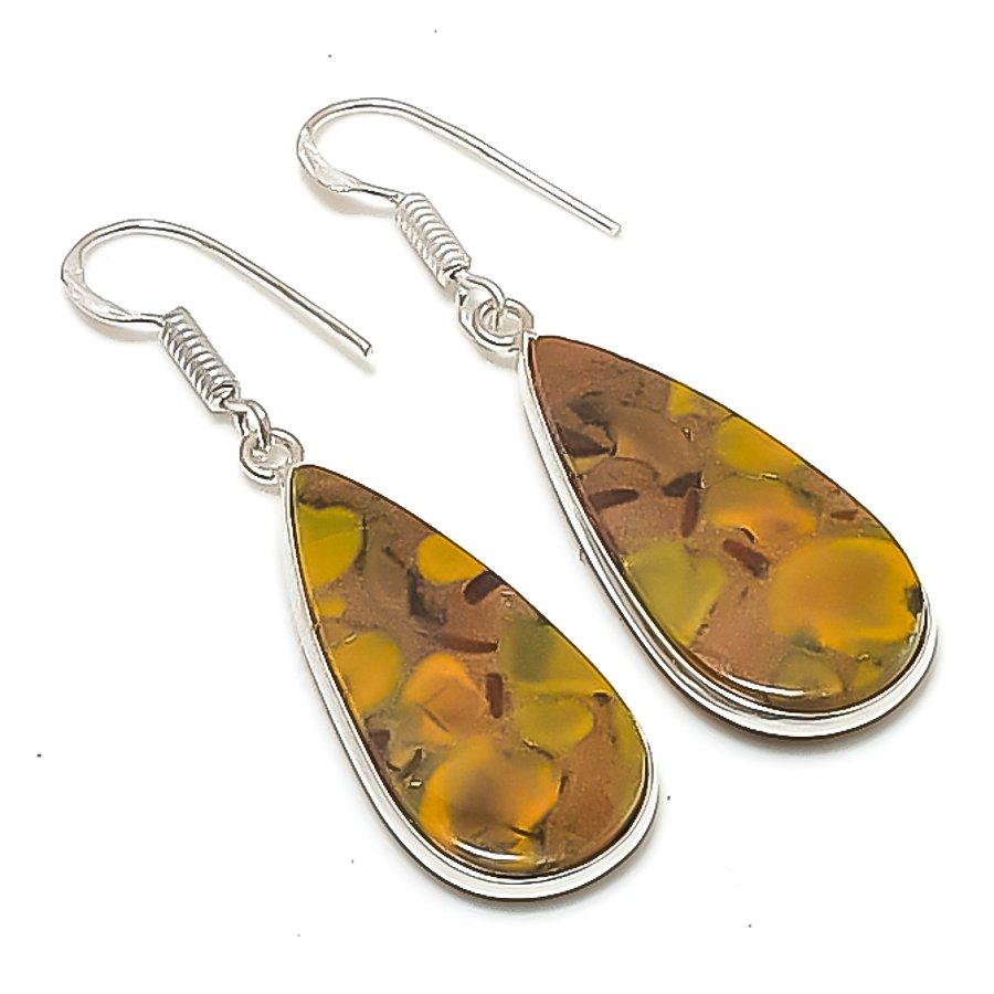 

Natural Fruit Jasper Gemstone Handmade 925 Sterling Silver Earring 1.89 AE-11511