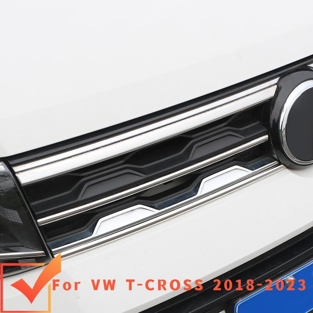 For Volkswagen VW T-cross Tcross 2018-2025 Car Front Bumper Mesh Center Grille Grill Moulding Strips Cover Trim Accessories