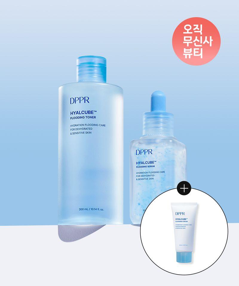 [Moisture Recharge Set] Hyaluronic Acid HyalCube Moisture Toner 300ml + Moisture Serum 50ml (+ Free Moisture Cream 30ml)