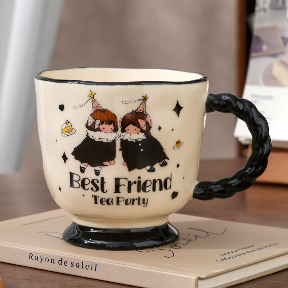 Design sense niche girls mug household cute ceramic cup office water cup breakfast coffee cup gift