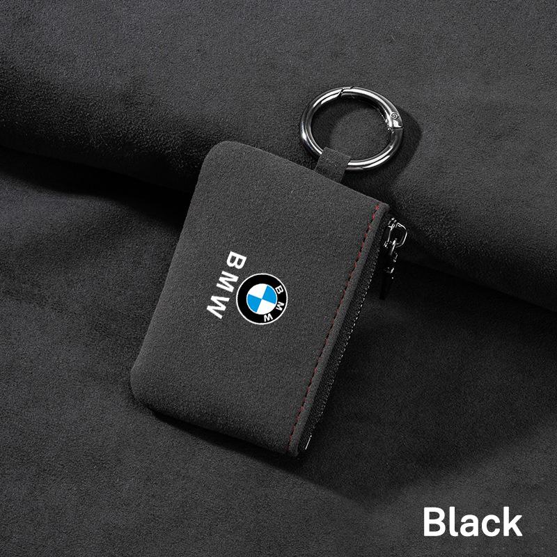 Suede Car Key Bag Portable Wallet Storage Thin-weight For BMW X1 X3 X5 X6 1 2 3 5 7 Series F15 F16 F20 F22 F30 F32 G30 Sticker FVLBG1