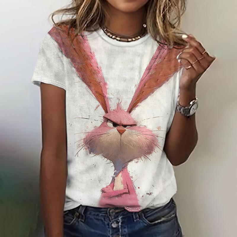 Summer Fashion Women Blouse Cartoon Animal T-Shirts O-Neck Casual Ladies Female O-Neck Top Funny Short Sleeve Loose Basis Tops