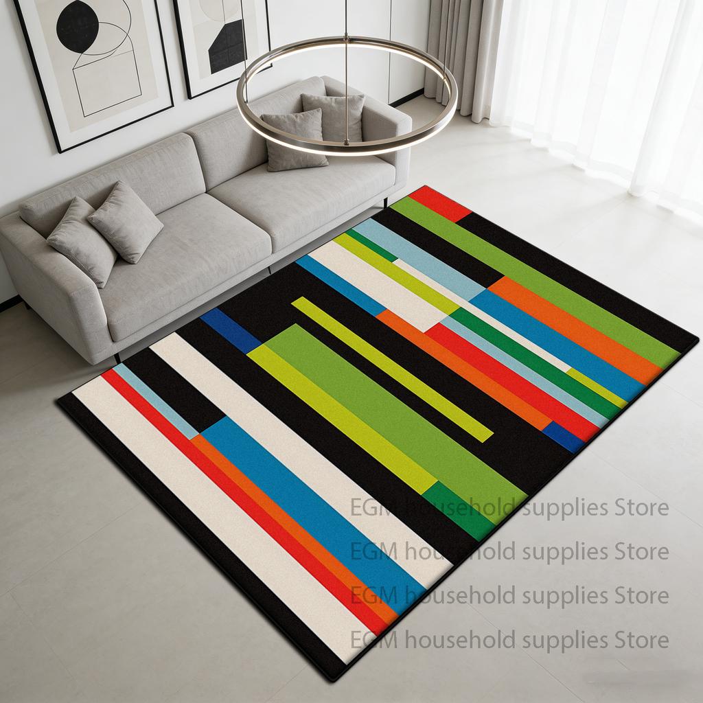 Modern Black White Carpet Minimalism Striped Decoration Bedside Bedroom Rug Lounge Cloakroom Antiskid Study Floor Mats Washable