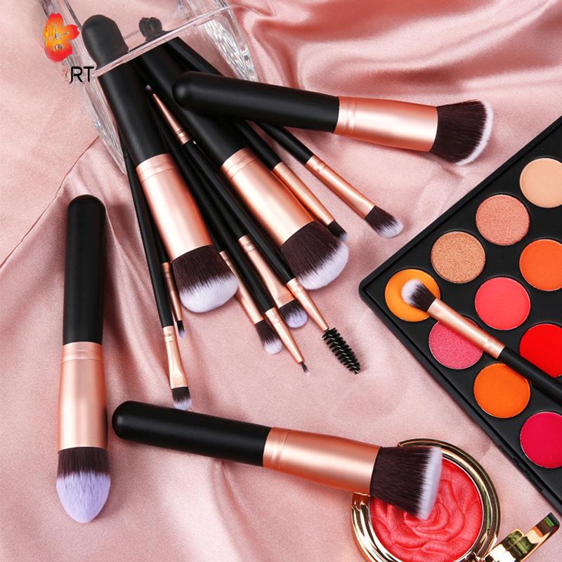 14-Piece Black Makeup Brush Set – Includes Eyeshadow & Blush Brushes with Soft Bristles