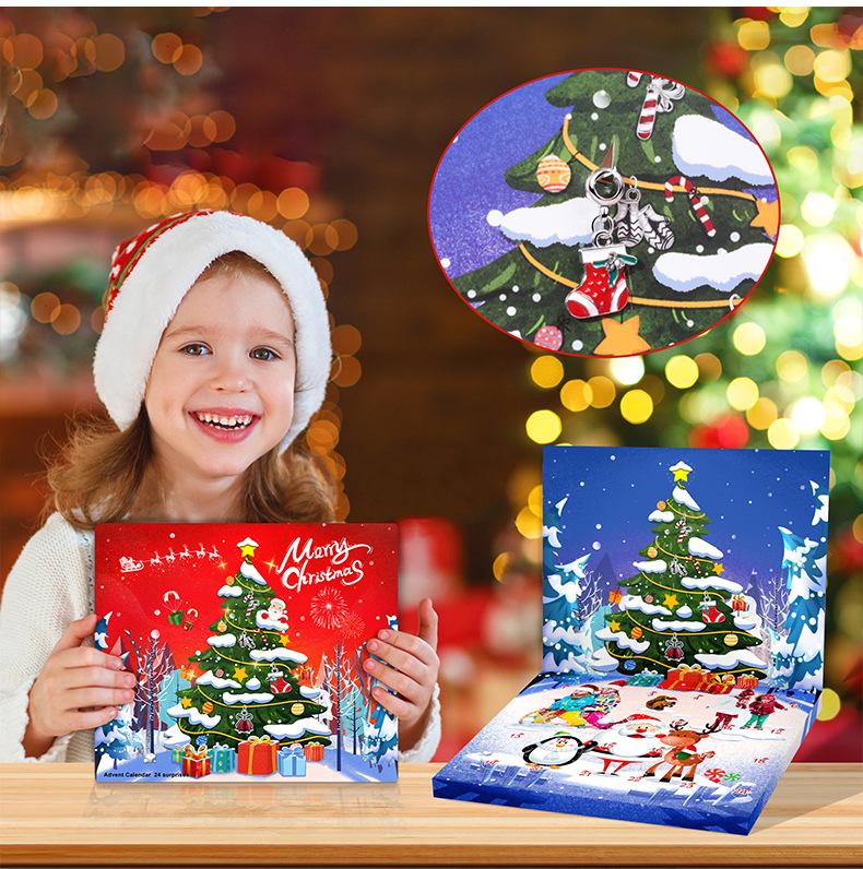 2025 Christmas Advent Calender Gift Box Creative DIY Snowman Santa Claus Bracelet Countdown Calendar Box for Girls New Year Gift