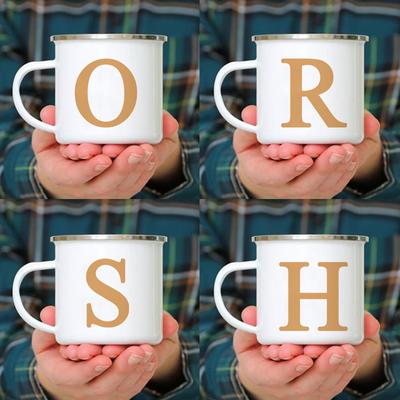 Buchstabendruck Emaille Tasse Tassen Kreative Kaffeetassen Getränke Tee Milchbecher Thermokaffeebecher zum Mitnehmen Personalisiertes Geschenk Trinkgeschirr