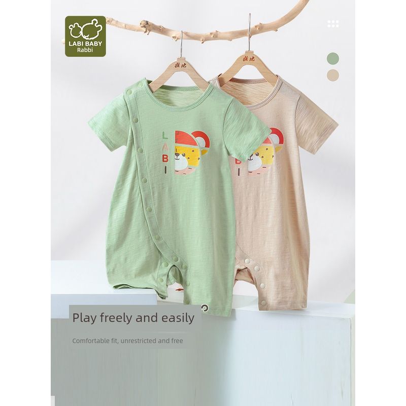 Rabi Baby Romper Jumpsuit Spring and Summer New Arrivals Unisex Baby Romper Newborn Side-Opening Jumpsuit