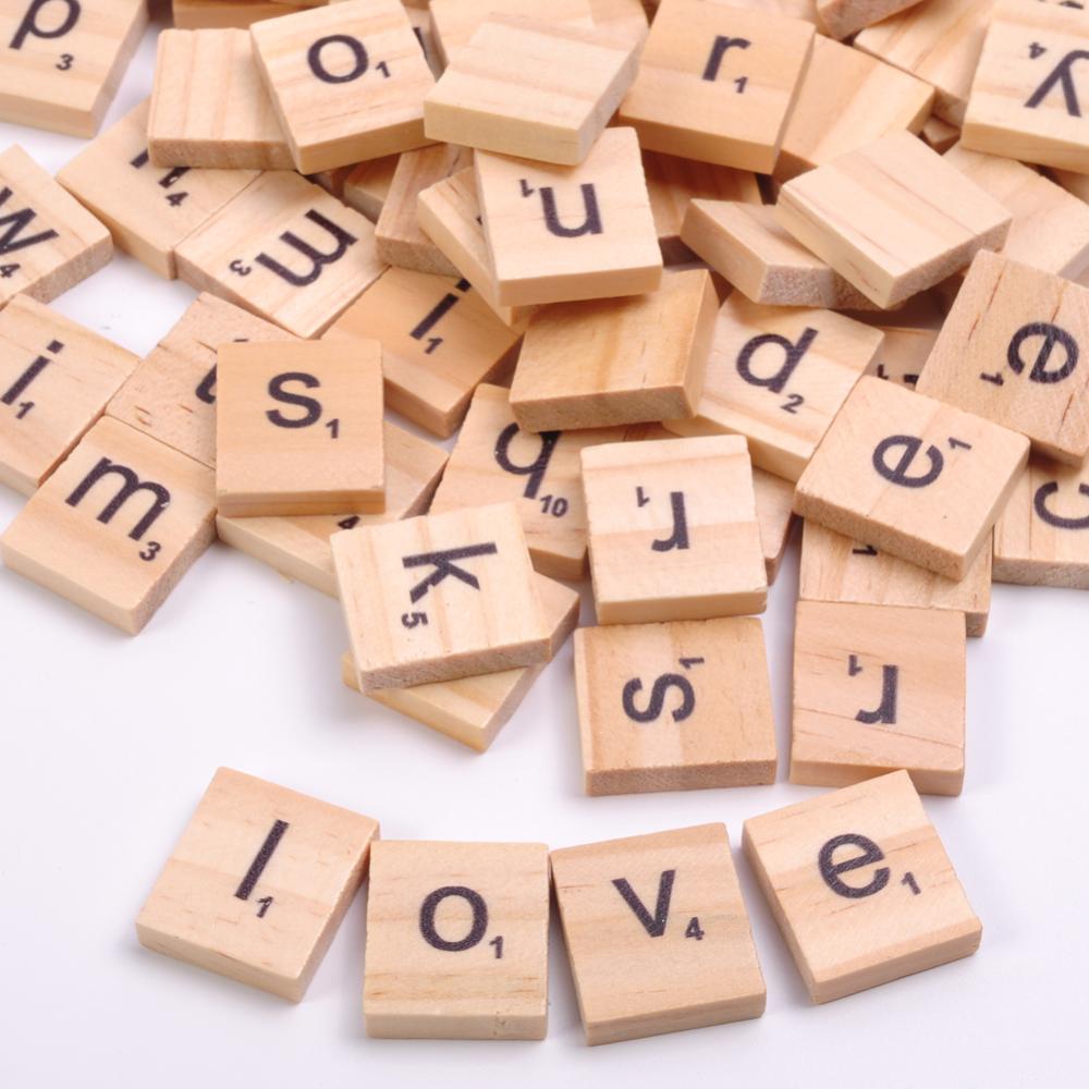 100Pcs Wood Tiles Letter Alphabet Craft Wooden Decorations for Home Event Wedding Party DIY Christmas Ornaments Digital Puzzle