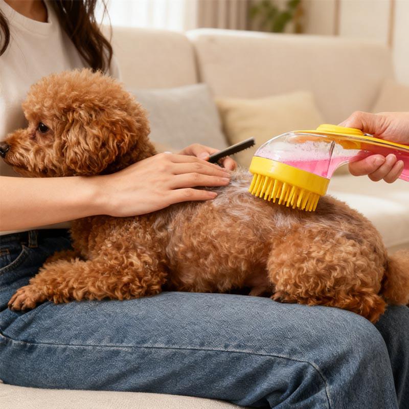 Pet Cat Bath Brush Pet Long Handled Bath Massage Brush For Grooming And Cleaning Fur And Hair