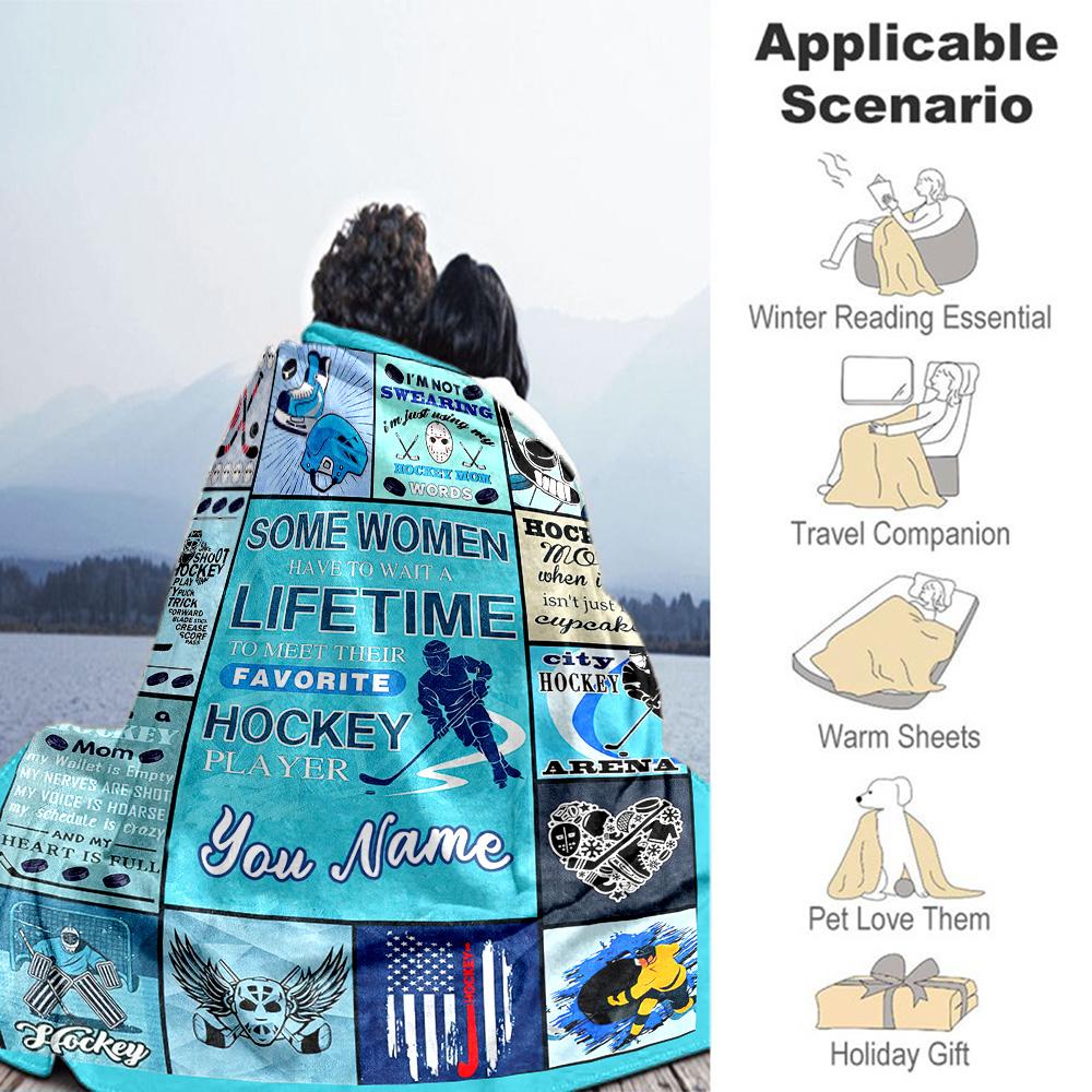 Hockey Personalized Text Blanket Gift Personalized Blanket Durable Comfort Versatile for Home Decor Living Room Bedding Sofa Four Seasons Multipurpose