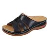 Women Leather Sandals Women'S Hollow Solid Color Fashion Thick Soled Slippers Large Size Spring And Summer Sandalias De Mujer