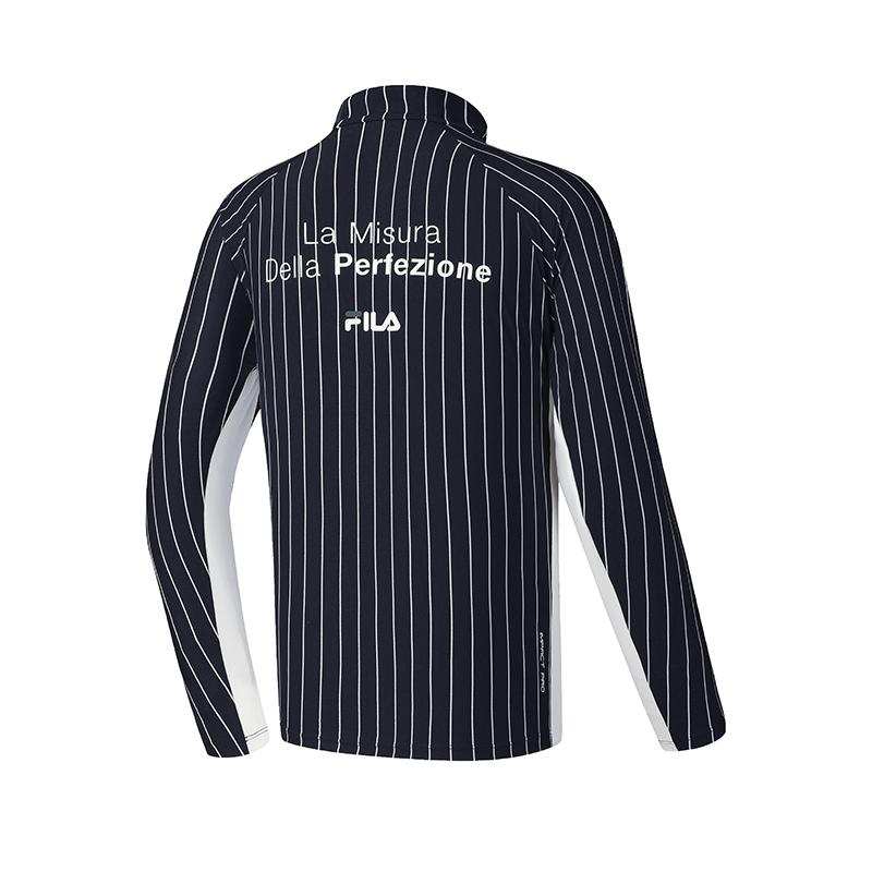 FILA Striped Long Sleeve Breathable T-Shirt With Half Zip Men Tops A11M513219FZA