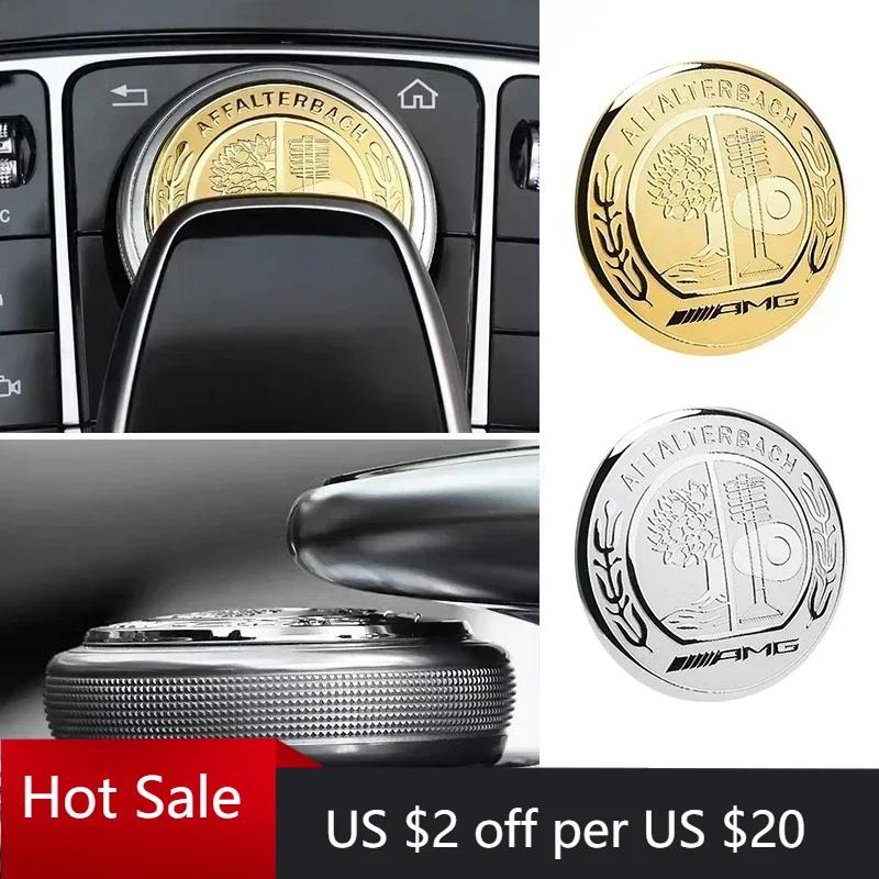 Hots 1pcs 48mm Car Central Control Multimedia Knob Cover Sticker For Mercedes Benz AMG GLC GLE CLA GLA W205 W211 W213 Car Acces