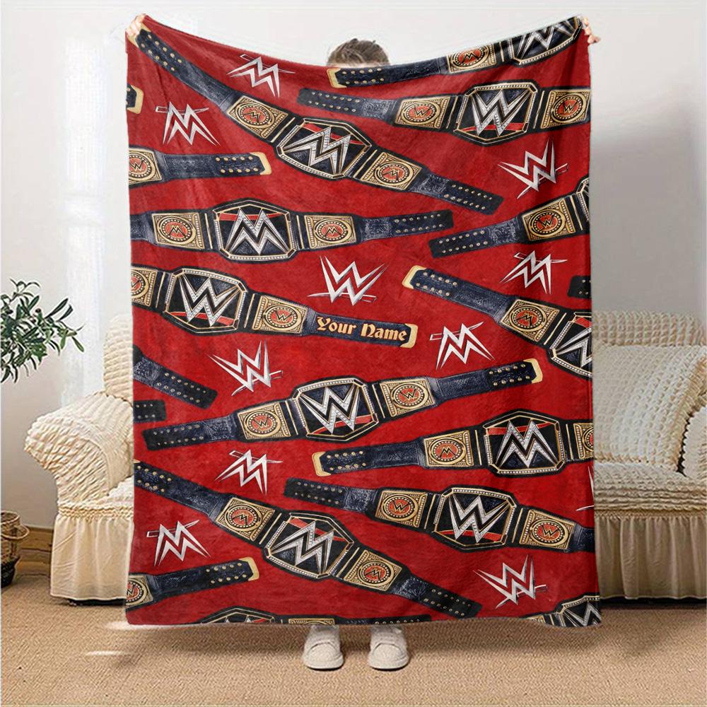Wrestlemania Customize Text Blanket Lightweight Personalized Blanket Durable Comfort for Living Room Couch Seaside Office Four Seasons Universal