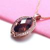 Exquisite Russian 585 Purple Gold Luxury Flash Diamond Smoke Stone Oval Pendant Rich Rose Gold Plated Colored Gold Necklace