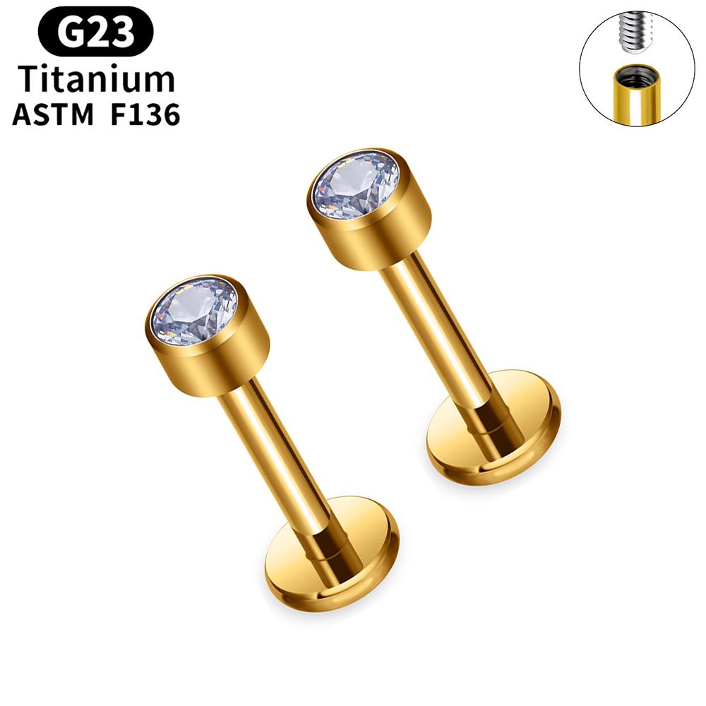 2pcs Titanium 16g Lip Labret Piercing Crystal Ball Monroe Lip Stud Helix Conch Tragus Cartilage Earrings 2/3/4mm CZ Body Jewelry