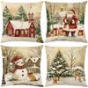 Christmas Pillowcase Santa Claus Printed Polyester PillowSofa Decorative Cushion CoverHoliday Gift