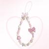 Beaded Pink Bead Love Bow Pendant Plastic Bowknot Y2K Phone Lanyard  Female Lady Girl
